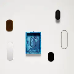 Richard Artschwager, Locations (A. 1), 1969, The complete set of five multiples, including wood, glass, Plexiglas, mirror and rubberized horsehair with formica, accompanied by a formica on wood container with Plexiglas lid