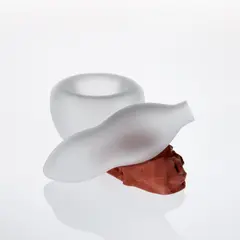 Anish Kapoor, Les Objets d'Artistes: A Vase, 1993, The complete three part vase consisting of two frosted-glass vessels and one terracotta base, contained in the original cardboard box