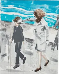 John and Jackie by Elizabeth Peyton, 2000, Lithograph in colors, on wove paper, the full sheet,, sold Oct 2023
