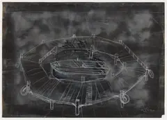 Kcho, Untitled, 1995, Unique watercolor and pastel drawing, on wove paper, framed