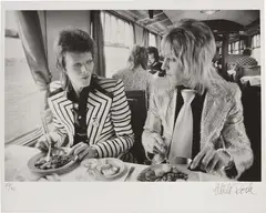 Mick Rock, David Bowie and Mick Ronson, Lunch on Train to Aberdeen, 1973/2004, Silver print, on wove paper