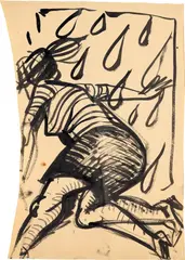 Untitled (Rain) by Ella Kruglyanskaya, 2014, Unique ink drawing, on wove paper, offered Oct 2023