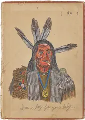 Bad Medicine by Wes Lang, 2005, Unique colored pencil, ink and graphite drawing, on found book cover, sold Oct 2023