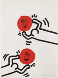 Keith Haring, The Story of Red and Blue: number 11 (L. p. 131), 1989, Lithograph in black and red, on light wove paper, the full sheet
