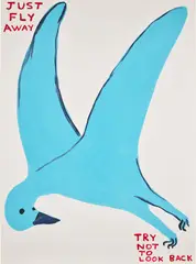 Just Fly Away by David Shrigley, 2023, Screenprint in colours, on Somerset paper, the full sheet, sold Oct 2023