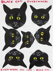 Black Cats by David Shrigley, 2021, Screenprint in colors on wove paper, sold Oct 2023