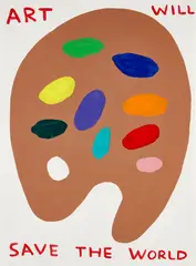 Art Will Save the World by David Shrigley, 2019, Screenprint in colors, on Somerset paper, the full sheet, sold Sep 2023