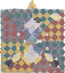 Alan Shields, Synchromesh, from Soft and Fluffy Gears, 1987, Punched, glued, sewn and assembled handmade paper in colors, the full sheet
