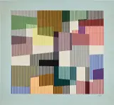 Fusion Plastique by Yaacov Agam, 1981, Screenprint in colors, on blue wove paper, the full sheet, sold Sep 2023