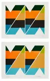 Larry Zox, Scissors Jack I; and Scissors Jack II, 1978, Two screenprints in colors, on thin wove paper, with full margins