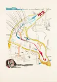 Les Montres gélatines de l'espace-temps, from La Conquête du cosmos (The Gelatinous Watches of Space-Time, from The Conquest of the Cosmos) (M. & L. 648) by Salvador Dalí, 1974, Etching and lithograph in colors with embossing, on Arches paper, with full margins, sold Sep 2023