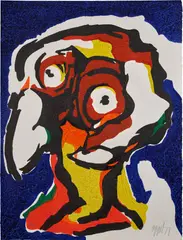 Le Philisophe (The Philosopher) by Karel Appel, 1977, Woodcut and carborundum in colors, on wove paper, the full sheet, sold Sep 2023