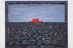 Tiananmen, plate no. 2, from The Storyteller’s Enchantment by Zhang Xiaogang, 2009, Lithograph in colors, on Rives BFK paper, with full margins, contained in the original paper folio with red text in Fren, sold Sep 2023