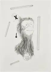 Mark Manders, Falling earring, 2000, Pencil drawing, on wove paper