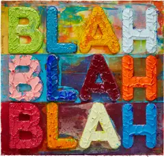Blah, Blah, Blah by Mel Bochner, 2017, Monoprint in colors with collage, engraving and embossing, on hand-dyed Twinrocker handmade paper, the full sheet, sold Sep 2023
