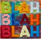 Mel Bochner, Blah, Blah, Blah, 2017, Monoprint in colors with collage, engraving and embossing, on hand-dyed Twinrocker handmade paper, the full sheet