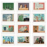 Les Enfants trouvés (The Foundlings) by René Magritte, 1968, The complete set of 12 lithographs in colors, on Rives BFK paper, with title page, colophon and justification, with text, sold Sep 2023