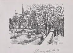Notre-Dame de Paris, from Maîtres et petits maîtres d'aujourd'hui (Masters and Minor Masters of Today) (F. 4a) by Maurice Utrillo, 1925, Lithograph, on laid Chine volant paper, with margins, sold Sep 2023