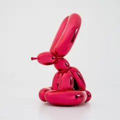 Balloon Rabbit (Red) by Jeff Koons, 2019, Porcelain multiple painted in chrome, contained in the original Styrofoam-lined presentation box with silver printed sig, sold Sep 2023