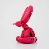 Jeff Koons, Balloon Rabbit (Red), 2019, Porcelain multiple painted in chrome, contained in the original Styrofoam-lined presentation box with silver printed signature