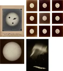 Selected Astronomical Studies by Various Photographers, 1890s-early 1900s, Ten albumen prints, 9 framed together, and 2 gelatin silver prints, one with applied pigment, sold Apr 2023