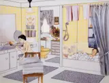 Laurie Simmons, The Instant Decorator (Yellow Bathroom), 2001, Flex print