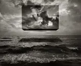 Jerry Uelsmann, Untitled (cube above water)