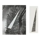 Sol LeWitt, Two prints: Photograph of Manhattan with the area between Jojo (160 E 64 St.) Union Sq. (21 E 64 St.) Nobu (105 Hudson St.) & Canton (54 Division St.), 1999, Triangular gelatin silver print and gelatin silver print with triangular cutout
