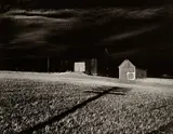 Minor White, Two Barns and Shadow, Vicinity of Dansville, New York