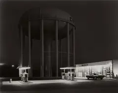 George Tice, Petit's Mobil Station and Watertower, Cherry Hill, N.J., 1974, Gelatin silver print