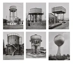 Sechs Wassertürme by Bernd and Hilla Becher, 1976, Six offset lithographs, printed later, sold Oct 2023