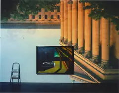 Abelardo Morell, Camera Obscura Image of the Philadelphia Museum of Art, East Entrance in Gallery #171 with a de Chirico Painting, 2005, Chromogenic print
