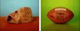 Neil Winokur, Baseball Glove, 1990; Football 1995, Two dye-destruction prints, printed 2007