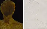 Naomi Savage, Selected Variants: Enmeshed Man, 1966-68, Two unique works comprising a photoengraved silver-plated copper plate with applied pigment, and an inkless intaglio print