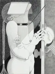 Metaphor Slut by Cindy Ji Hye Kim, 2019, graphite, charcoal, pastel and ink on paper with hair paper backing, in artist’s Plexiglas mount, sold Mar 2023