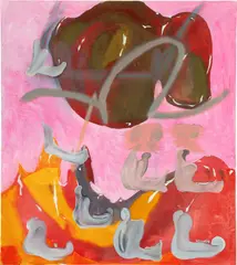 Jawbone by Lauren Quin, 2018, oil and spray paint on canvas, sold Mar 2023
