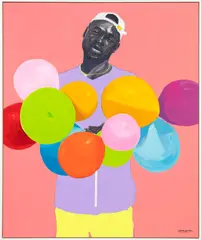 Wahab Saheed, Untitled, 2022, acrylic, charcoal, chalk and oil pastel on canvas