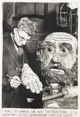 Rinus Van de Velde, I Went to Dinner and Ate Two Beefsteaks, 2010, charcoal on paper