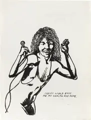No Title (Caruso ...) by Raymond Pettibon, 1983, ink on paper, sold Mar 2023