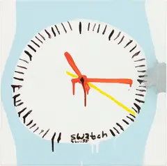 Katherine Bernhardt, Swatch Watch Lite-blue, 2009, acrylic and spray paint on canvas