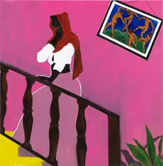 John Madu, Red Veil (Not a Time to Dance), 2020, acrylic on canvas