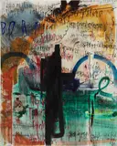 Despina Stokou, bornrich.com, 2014, oil, spray paint, marker, oil crayon, charcoal, chalk pastel and collage on canvas