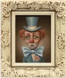 Marion Peck, Blue Clown 1, 2019, oil on panel, in artist's frame