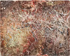 Phoenix Street by José Parla, 2009, mixed media on panel, sold Mar 2023
