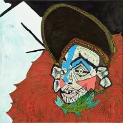 Zachary Armstrong, Black Hat, Red Collar, 2016, encaustic and oil on canvas, in artist's frame