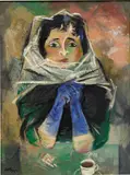 William Gropper, Cup of Tea, oil on canvas, in artist's chosen frame