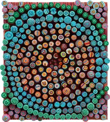 Steven Charles, giinaco, 2002, enamel on corks and canvas