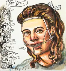 New Braces by Nicole Eisenman, 1996, ink on paper, sold Mar 2023