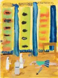 John Lurie, Druids 1 - Spartacus 0, 2004, watercolor, graphite and oil pastel on paper