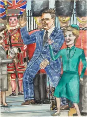 British Guards by Red Grooms, 1982, pencil, ink and watercolor on paper, sold Mar 2023